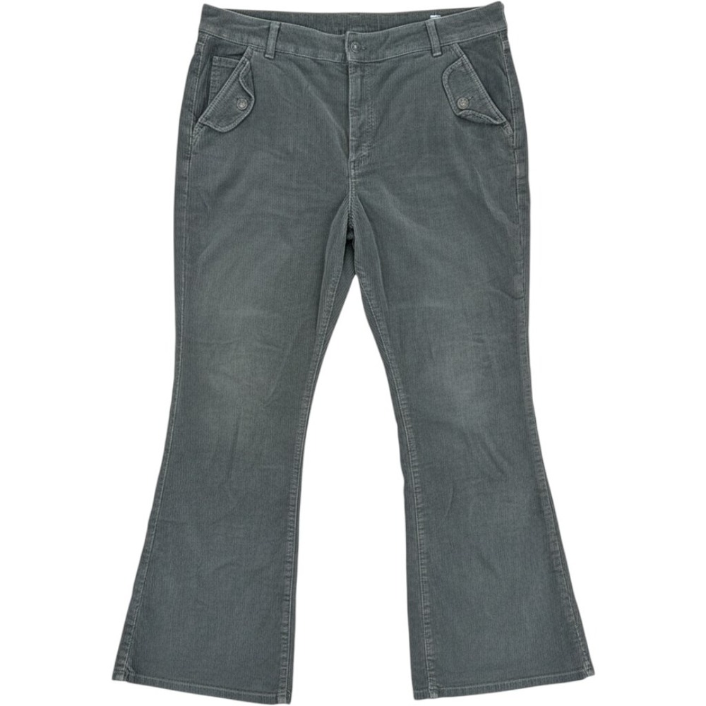 American Eagle Corduroy Pants Womens 20 Gray Good Super High Rise Flare Stretch